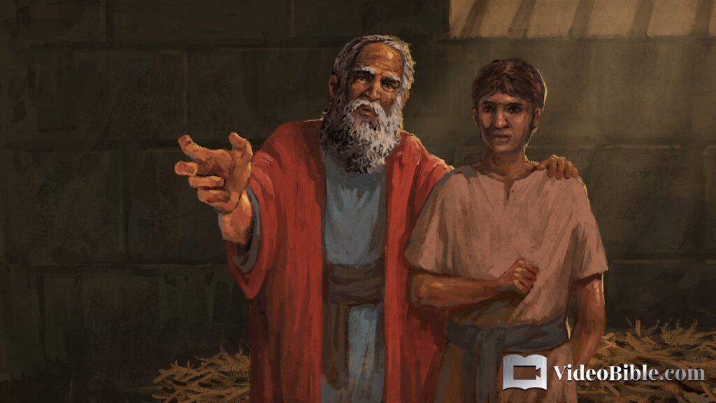 Paul and Onesimus in prison appealing to Philemon